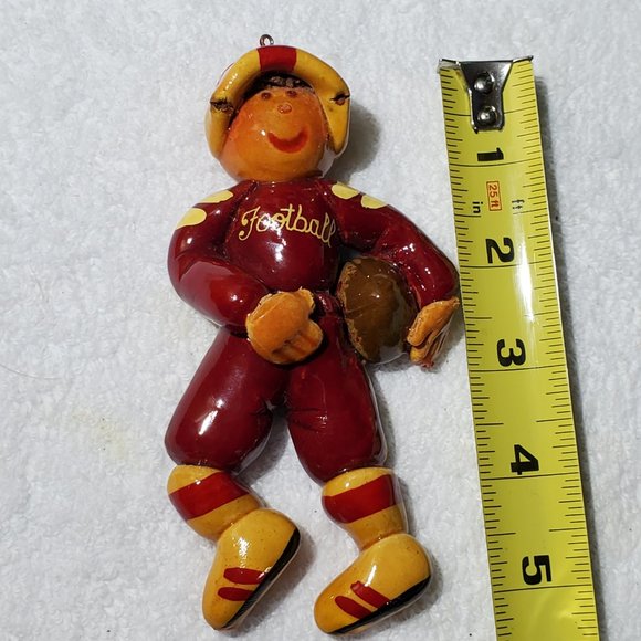 "Ute Football" Player Hand-Sculptured Dough Art Christmas Ornament - Picture 3 of 6